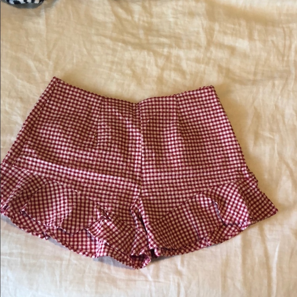 Zara gingham ruffle shorts